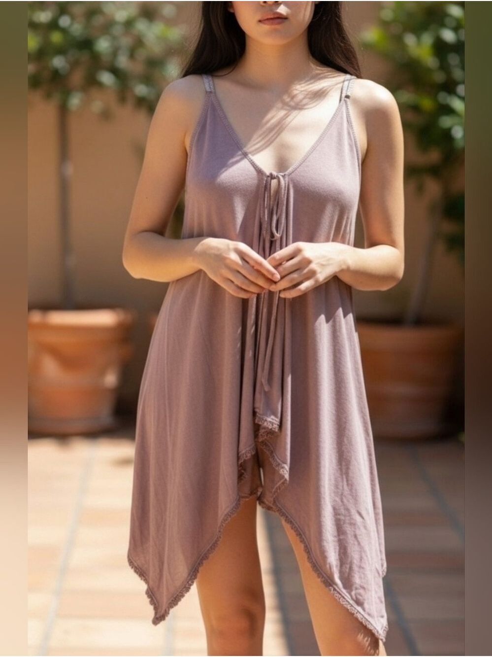 POL Spaghetti Strap Beach Cover Up Mauve #DR6